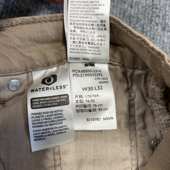 Levis 505 Jeans Mens 30x32 Khaki Tan Denim Regular Straight 5-Pocket Pants NEW - Picture 9 of 12